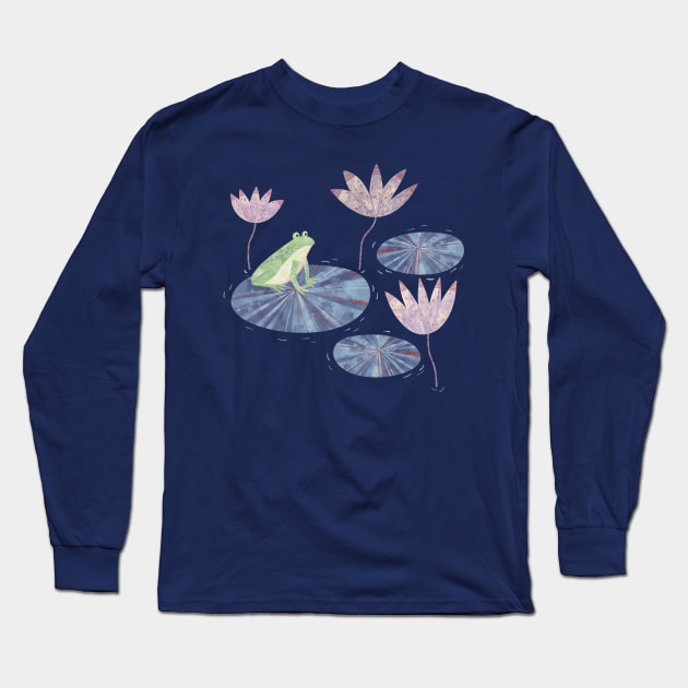 Frog in a Lily Pond Long Sleeve T-Shirt by NicSquirrell